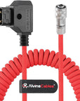 Alvin's Cables D-Tap to BMPCC 6K 4K Coiled Power Cable, Straight Weipu 2-Pin Female to D-Tap Male, Braided Ultra Flexible Coiled Cable for Blackmagic Pocket Cinema Camera 4K/6K/6K Pro, V-Mount, Red
