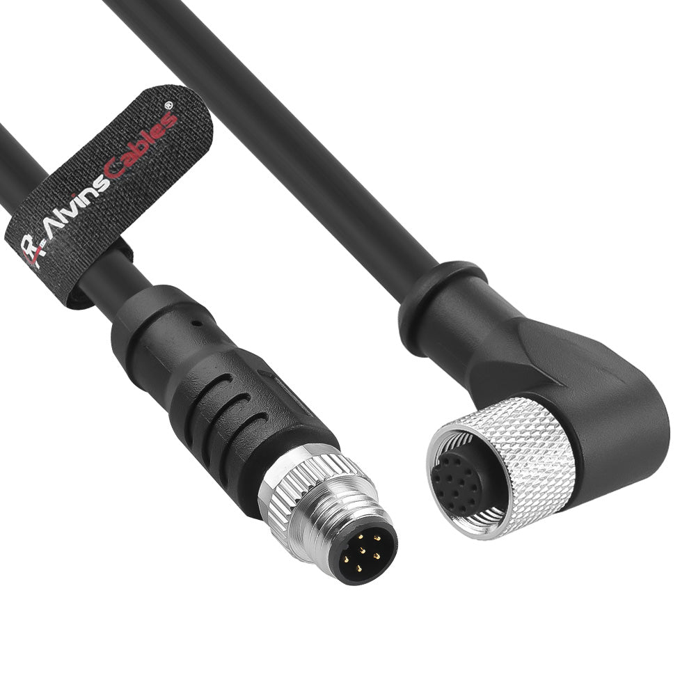 Alvin's Cables Livox Mid-360 LiDAR to Unitree Go2 Robot Dog Cable, Right-Angle M12 A-Code 12-Pin Female to M8 6-Pin Male, LiDAR Power &amp; Data Cord for Robotics, 3D Sensing Applications