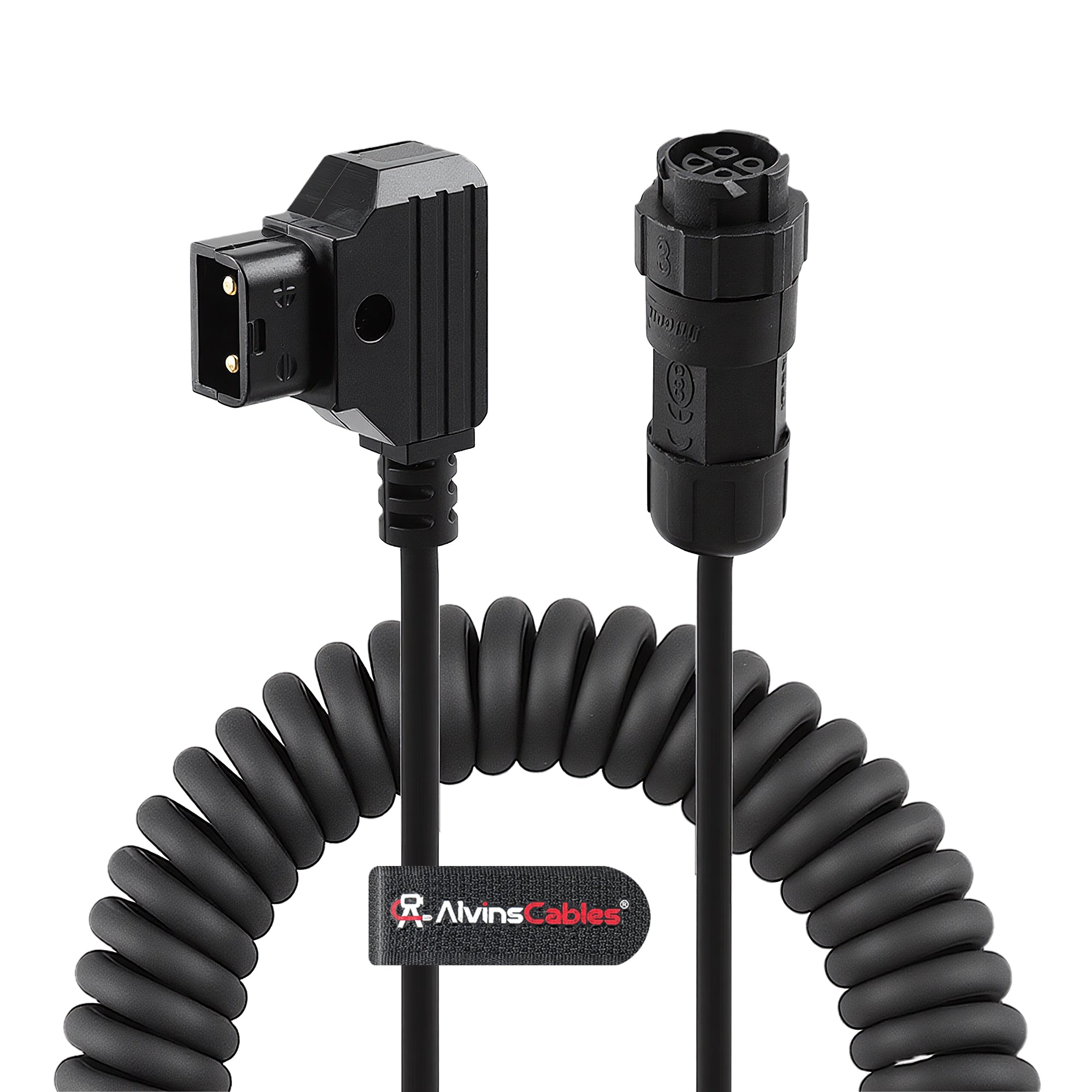 Alvin’s Cables D-Tap to 4-Pin Coiled Power Cable for Aputure LS 60D LS 60X LED Lights, V-Mount Battery