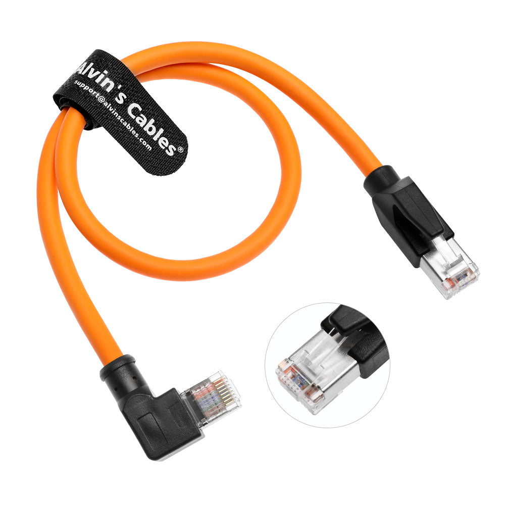 Alvin's Cables RJ45 Ethernet Cable, Right-Angle Cat6a Shielded Industrial Profinet Ethernet Cable High-Flex Drag-Chain High-Speed Gold-Plated Connectors for PLC, Robotics 2ft/60cm Orange