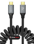 Coiled USB-C Cable, Braided USB-C to USB-C Cable, 40Gbps, 240W PD 3.1 Charging, 8K@60Hz Video, USB4.0 Type C for Thunderbolt 4/3, BMPCC, Canon R5/R6, Sony FX3/A7C, Mac, iPhone, USB-IF Certified