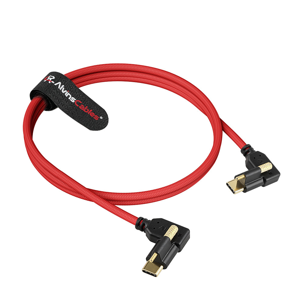 Alvin's Cables Locking USB-C to USB-C Power Cable Ultra-Flexible for Blackmagic Pyxis Monitor,URSA Cine EVF, USB-C 3.2 10Gbps Data Transfer Cable for Blackmagic Micro Studio 4K G2, Red