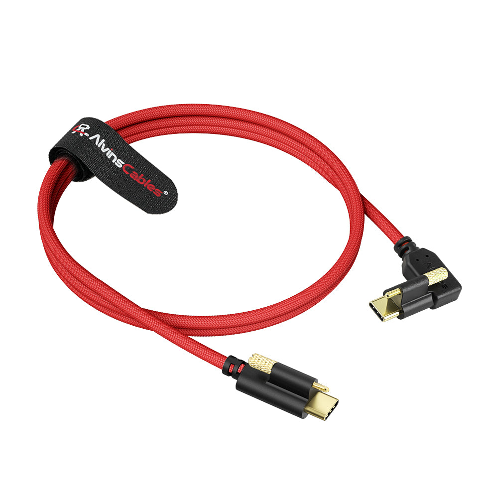 Alvin's Cables Ultra-Flexible Locking USB-C to USB-C Data-Transfer Cable for Blackmagic Pyxis Monitor, URSA Cine EVF, USB-C 3.2 10Gbps High-Speed Cable for Blackmagic Micro Studio Camera 4K G2, Red