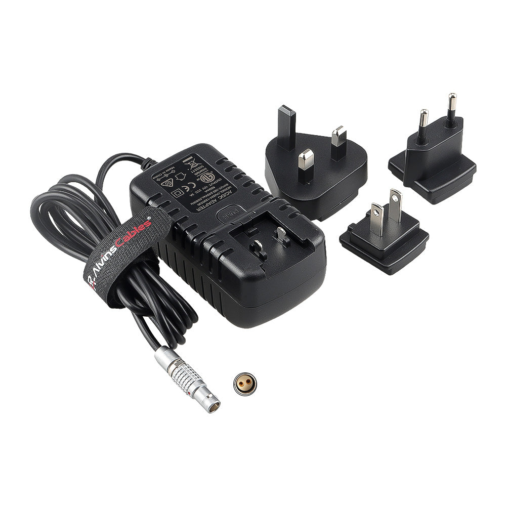 Alvin's Cables AC Power Supply Adapter 2 Pin Female to 12V 3A Universal Plug Charger for RED Komodo 6k Camera, 100V-240V, with US UK EU AU Plugs 2M|78.74inch