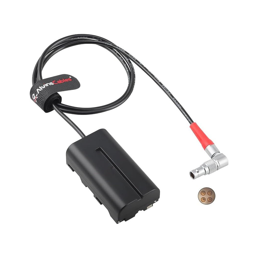 Alvin's Cables LBUS 4-Pin to NP-F970 Power Cable for ARRI Hi5 to SmallHD Monitor, for Atomos Ninja V | Shinobi | Feelworld Monitor, for Sony NP-F550| F770 F970 Dummy Battery (80CM/ 31")