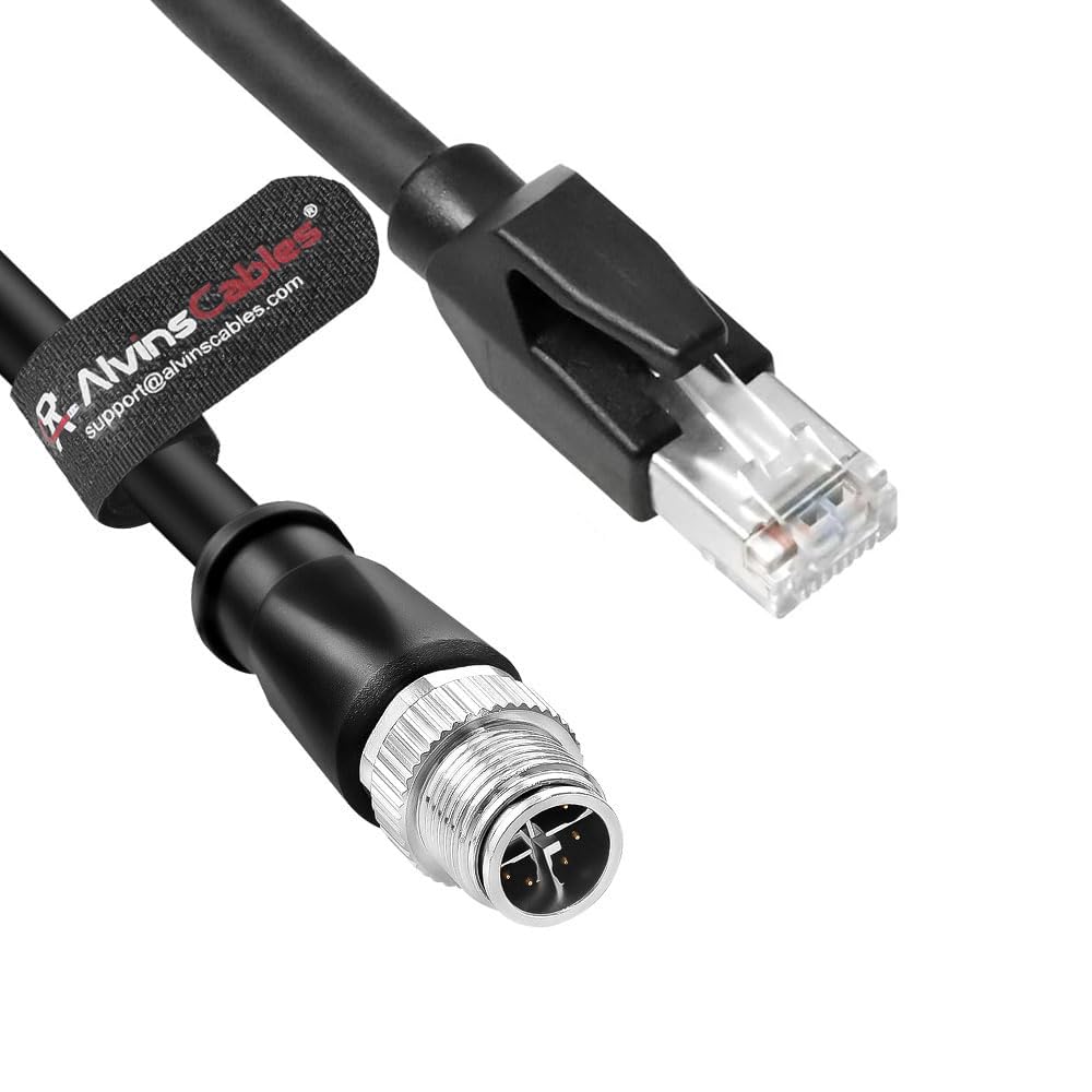 Alvin's Cables M12 X-Code 8 Pin Male to RJ45 Ethernet Cable for Cognex Keyence Camera, High-Flex Cat6a Cable for Industrial Automation, Fieldbus Module, Robotics,30M/98.4ft