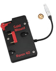 Alvin's Cables Gold Mount Battery Plate for DJI Ronin 4D, G-Mount Power Plate with D-Tap & 0B 2-Pin Outputs, Straight / Rotatable Right Angle 1B 6-Pin Power Cable, Red / Black