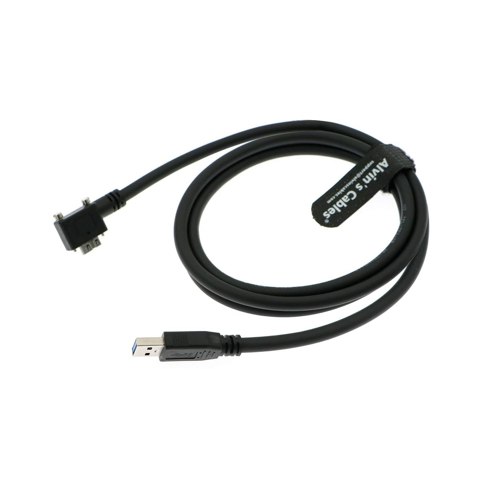 Alvin's Cables USB 3.0 Data-Cable USB-A to Micro-B Right Angle with Dual Locking-Screws High-Flex Cable Shielded-Cable for Industrial Camera Vision Camera