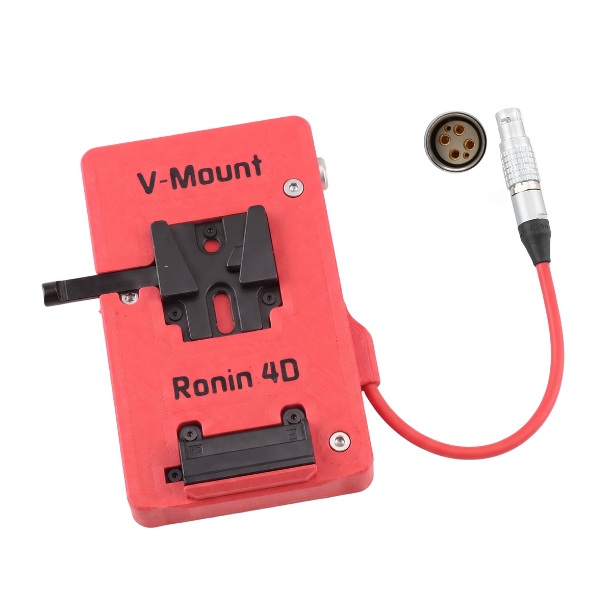 Alvin's Cables V Mount Battery Plate for DJI Ronin 4D, V-Mount Power Plate with D-Tap &amp; 0B 2-Pin Outputs, Straight / Rotatable Right Angle 1B 6-Pin Power Cable, Red / Black