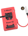 Alvin's Cables V Mount Battery Plate for DJI Ronin 4D, V-Mount Power Plate with D-Tap & 0B 2-Pin Outputs, Straight / Rotatable Right Angle 1B 6-Pin Power Cable, Red / Black