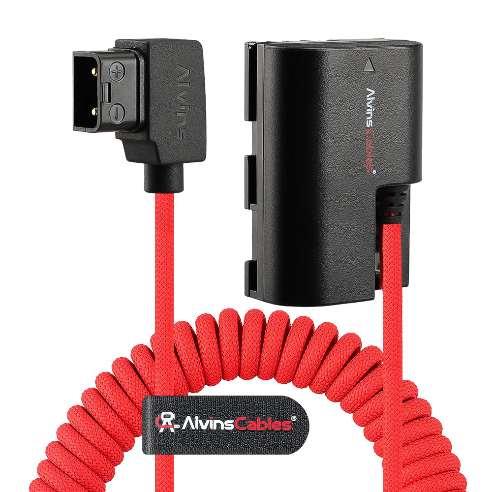 Alvin's Cables LP-E6P Dummy Battery to D-Tap Braided Coiled Power Cable