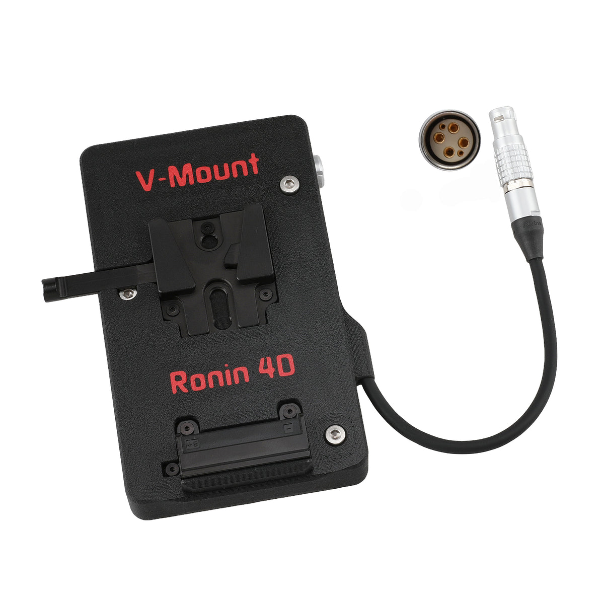 Alvin's Cables V Mount Battery Plate for DJI Ronin 4D, V-Mount Power Plate with D-Tap &amp; 0B 2-Pin Outputs, Straight / Rotatable Right Angle 1B 6-Pin Power Cable, Red / Black