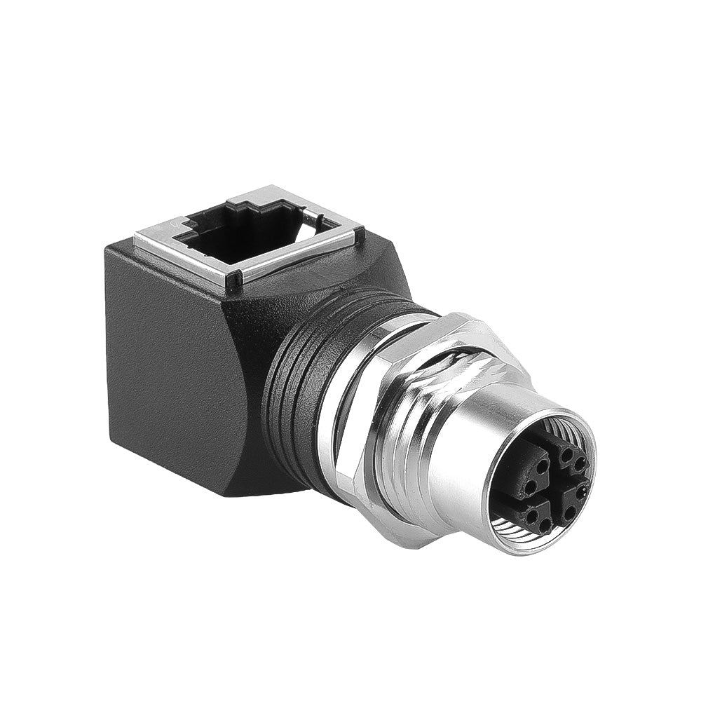 Alvin's Cables M12 X-Code 8-Pin to RJ45 Adapter Cat6a IP68 Waterproof Shielded, M12 Female to RJ45 Female Industrial Ethernet Connector for Cognex Keyence Basler Baumer Datalogic Microscan Sick