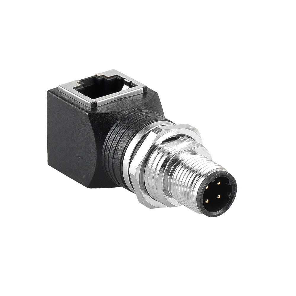Alvin's Cables M12 D-Code 4-Pin to RJ45 Adapter Cat6a IP68 Waterproof Shielded, M12 Male to RJ45 Female Industrial Ethernet Connector for Cognex Keyence Omron Siemens Sick Baumer Datalogic