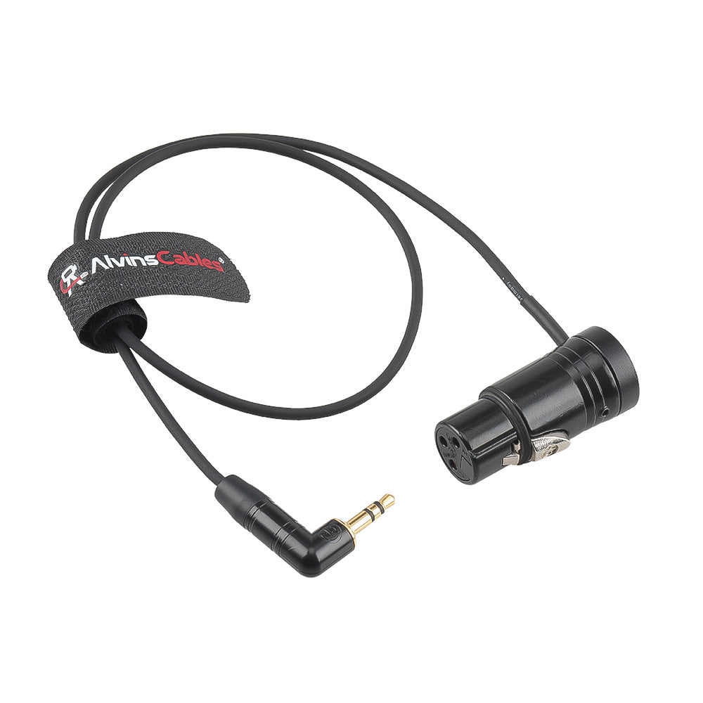 Alvin's Cables Low Profile XLR 3 Pin Female to 3.5mm TRS Right Angle Unbalanced Audio Cable for Sony FX3, Sennheiser, Rode Wireless,Powered Speaker 50cm|19.68inch