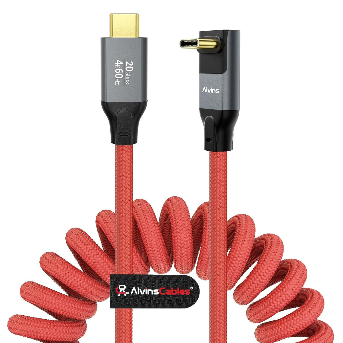 Alvin's Cables Coiled USB-C Cable, 20Gbps Data Transfer, 240W, 4K@60Hz