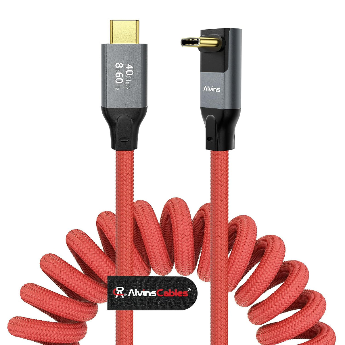 Coiled USB-C Cable, Braided USB-C to USB-C Cable, 40Gbps, 240W PD 3.1 Charging, 8K@60Hz Video, USB4.0 Type C for Thunderbolt 4/3, BMPCC, Canon R5/R6, Sony FX3/A7C, Mac, iPhone, USB-IF Certified