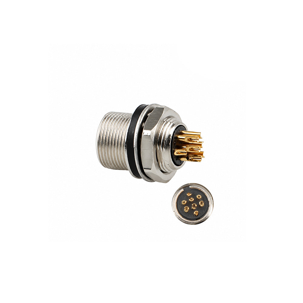 Alvins HR25-7TR-8P Hirose 8 Pin Male Circular Receptacle, Solder Cup Panel Mount Connector, Metal Threaded Locking for Industrial &amp; Camera Equipment