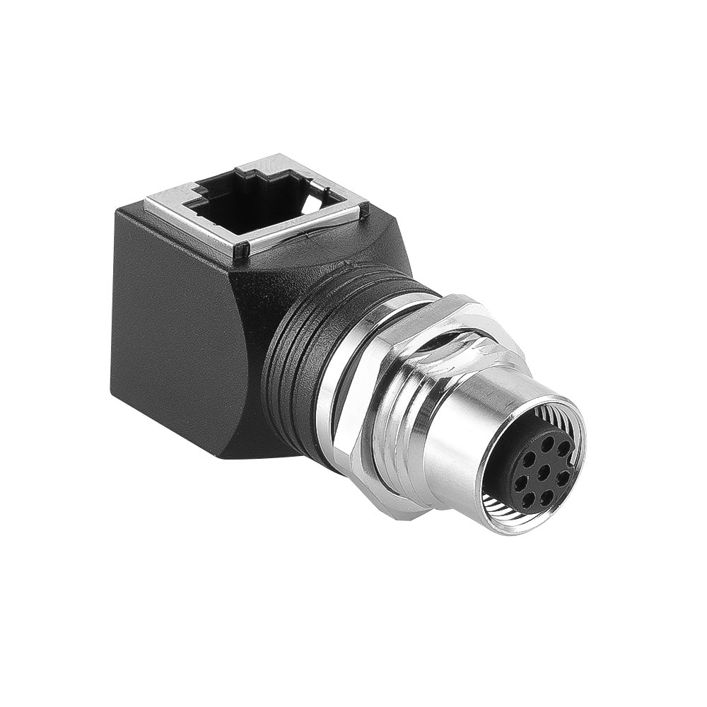 Alvin's Cables M12 A-Code 8-Pin to RJ45 Adapter Cat6a IP68 Waterproof Shielded, M12 Female to RJ45 Female Industrial Ethernet Connector for Cognex Keyence GigE Vision Basler AVT Sony CCD Cameras