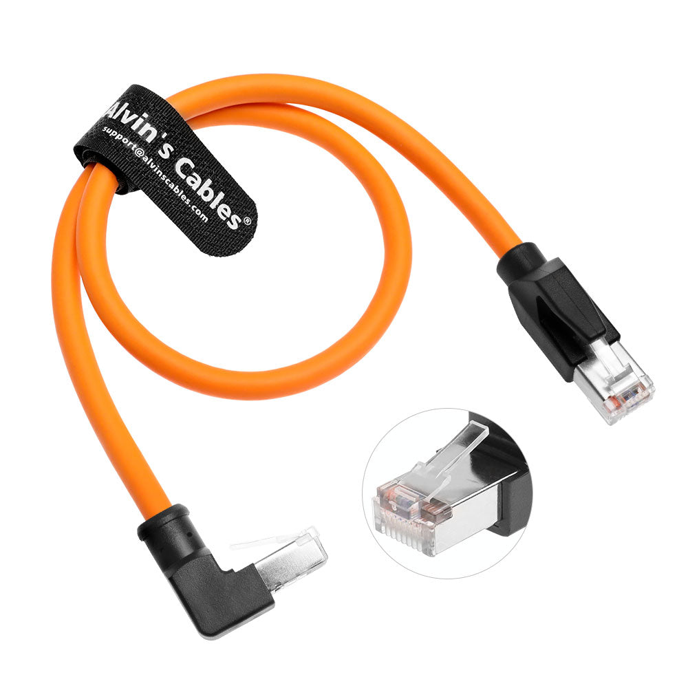Alvin's Cables RJ45 Ethernet Cable, Up-Angle Cat6a Shielded Industrial Profinet Ethernet Cable High-Flex Drag-Chain High-Speed Gold-Plated Connectors for PLC, Robotics &amp; Motion Control 3.3ft/1m Orange
