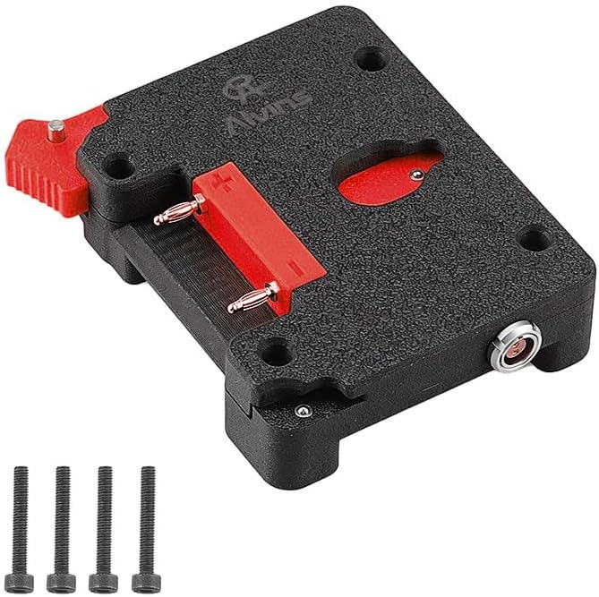 Alvin's Cables Gold Mount Battery Plate for SmallHD Ultra 5 &amp; Ultra 7, Direct Contact Power Supply with 1 x D-Tap &amp; 2 x 0B 2 Pin Outputs, G-Mount System, Black and Red