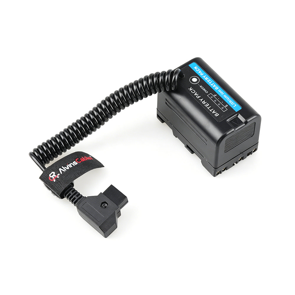 Alvin's Cables BP-U30 Dummy Battery to D-Tap Power Cable Fully Decoded, Coiled Dtap Power Cord for Blackmagic Pyxis 6K/12K, Sony PXW-Z200 &amp; HXR-NX800 Camcorders