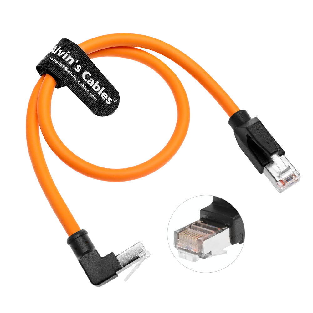 Alvin's Cables RJ45 Ethernet Cable, Down-Angle Cat6a Shielded Industrial Profinet Ethernet Cable High-Flex Drag-Chain High-Speed Gold-Plated Connectors for PLC, Robotics 9.84ft/3m Orange