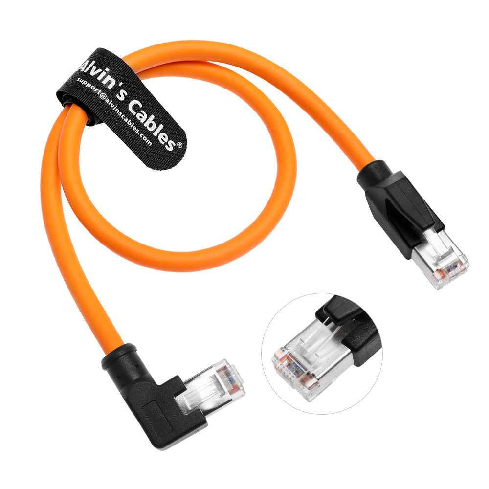 Alvin's Cables RJ45 Ethernet Cable, Left-Angle Cat6a Shielded Industrial Profinet Ethernet Cable High-Flex Drag-Chain High-Speed Gold-Plated Connectors for PLC, Robotics 3.3ft/1m Orange