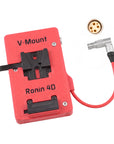Alvin's Cables V Mount Battery Plate for DJI Ronin 4D, V-Mount Power Plate with D-Tap & 0B 2-Pin Outputs, Straight / Rotatable Right Angle 1B 6-Pin Power Cable, Red / Black