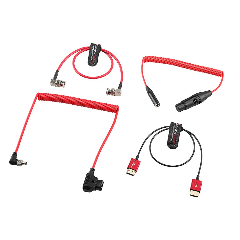 Alvin’s Cables Camera Cable Set for Blackmagic Video Assist, HDMI Ultra-thin Cable| Mini XLR 3 Pin to XLR 3 Pin Female Coiled Cable| Dtap to Locking DC 2.1 Power Cable| 12G BNC SDI Cable, Complete Kit