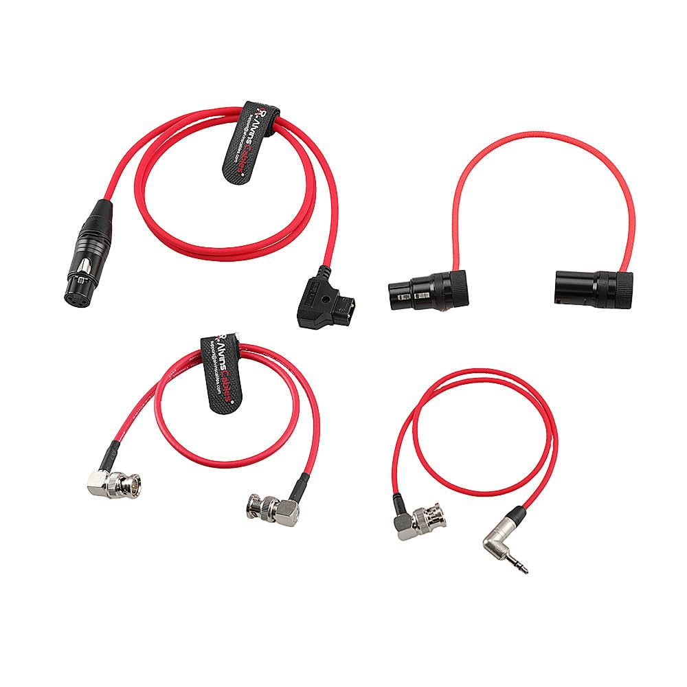 Alvin's Cables Camera Cable Set for Blackmagic URSA Mini, 12G SDI BNC Coaxial Cable| Rotatable XLR 3 Pin Male to Female| XLR 4 Pin Female to D-Tap Power Cable| 3.5mm to BNC Timecode Cable