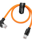 Alvin's Cables RJ45 Ethernet Cable, Left-Angle Cat6a Shielded Industrial Profinet Ethernet Cable High-Flex Drag-Chain High-Speed Gold-Plated Connectors for PLC, Robotics 3.3ft/1m Orange