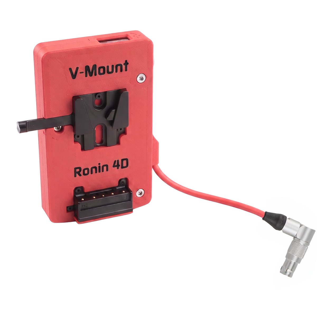 Alvin's Cables V Mount Battery Plate for DJI Ronin 4D, V-Mount Power Plate with D-Tap &amp; 0B 2-Pin Outputs, Straight / Rotatable Right Angle 1B 6-Pin Power Cable, Red / Black