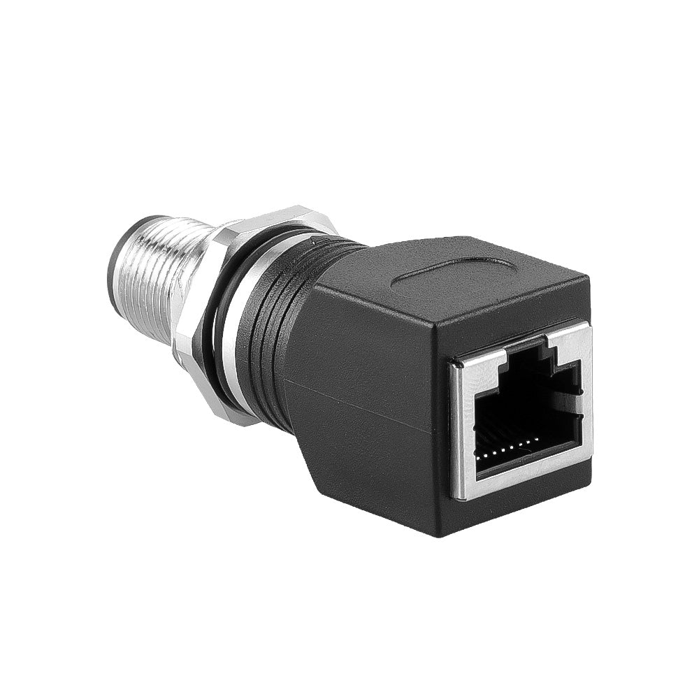 Alvin's Cables M12 A-Code 8-Pin to RJ45 Adapter Cat6a IP68 Waterproof Shielded, M12 Male to RJ45 Female Industrial Ethernet Connector for Cognex Keyence GigE Vision Basler AVT Sony CCD Cameras