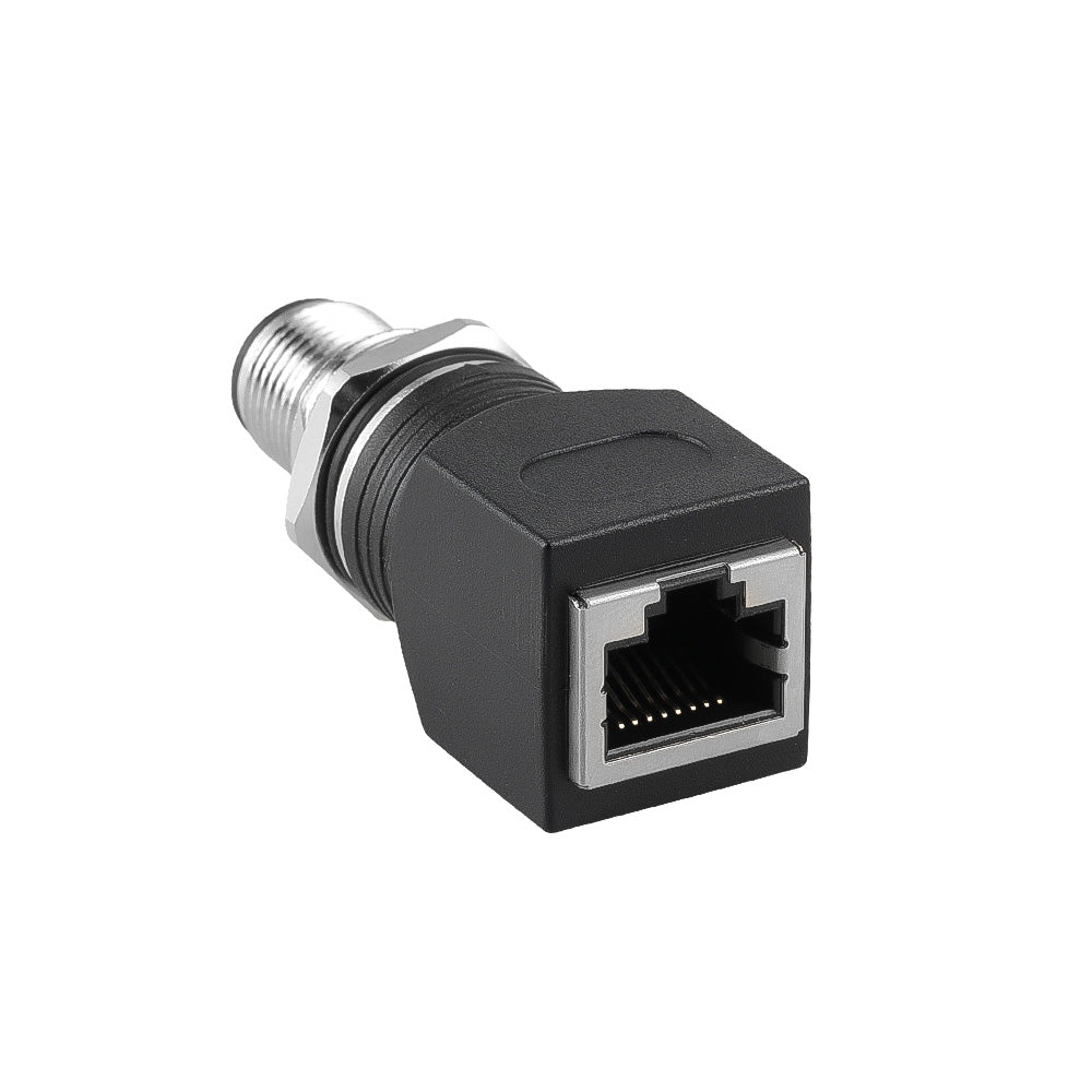 Alvin's Cables M12 D-Code 4-Pin to RJ45 Adapter Cat6a IP68 Waterproof Shielded, M12 Male to RJ45 Female Industrial Ethernet Connector for Cognex Keyence Omron Siemens Sick Baumer Datalogic