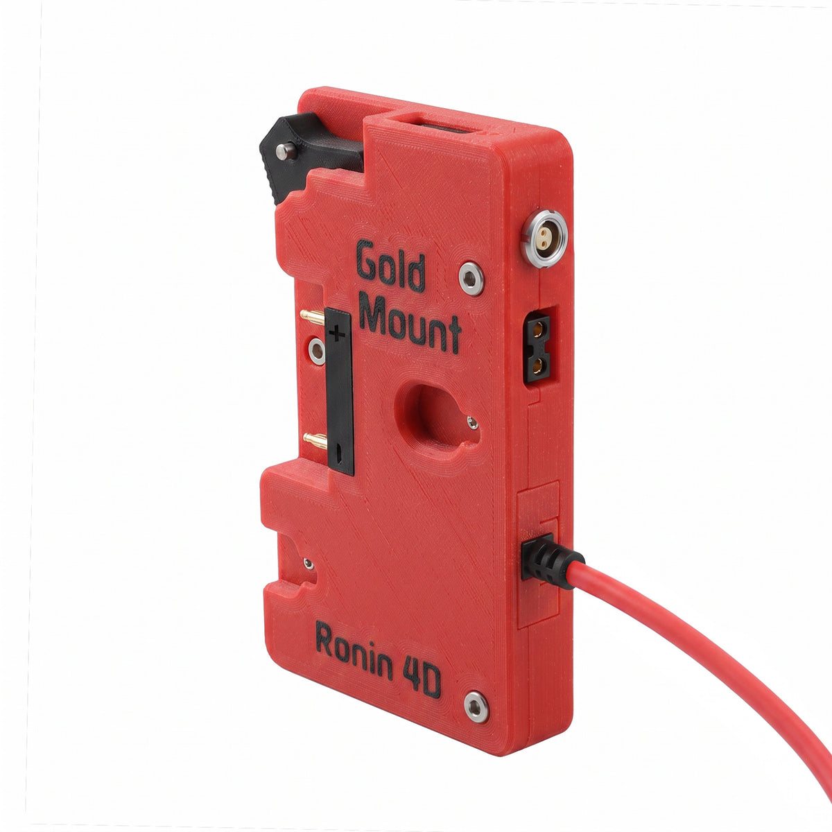 Alvin's Cables Gold Mount Battery Plate for DJI Ronin 4D, G-Mount Power Plate with D-Tap &amp; 0B 2-Pin Outputs, Straight / Rotatable Right Angle 1B 6-Pin Power Cable, Red / Black