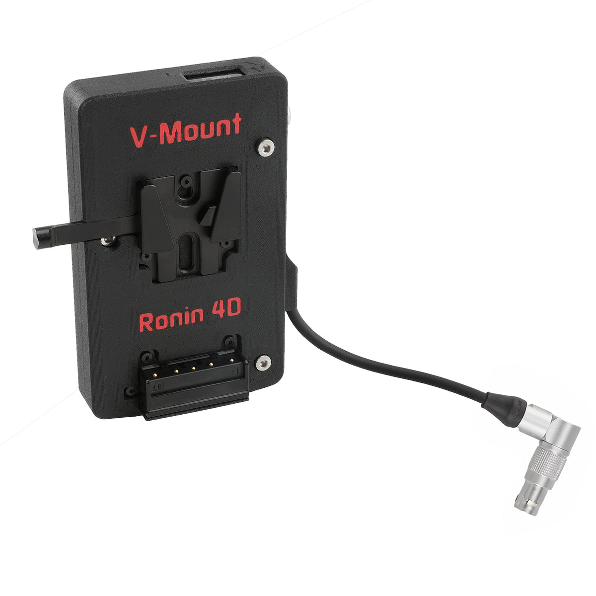 Alvin's Cables V Mount Battery Plate for DJI Ronin 4D, V-Mount Power Plate with D-Tap &amp; 0B 2-Pin Outputs, Straight / Rotatable Right Angle 1B 6-Pin Power Cable, Red / Black