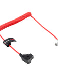 Alvin's Cables D-Tap to BMPCC 6K 4K Coiled Power Cable, Right Angle Weipu 2-Pin Female to D-Tap Male, Braided Ultra Flexible Coiled Cable for Blackmagic Pocket Cinema Camera 4K/6K/6K Pro, V-Mount, Red