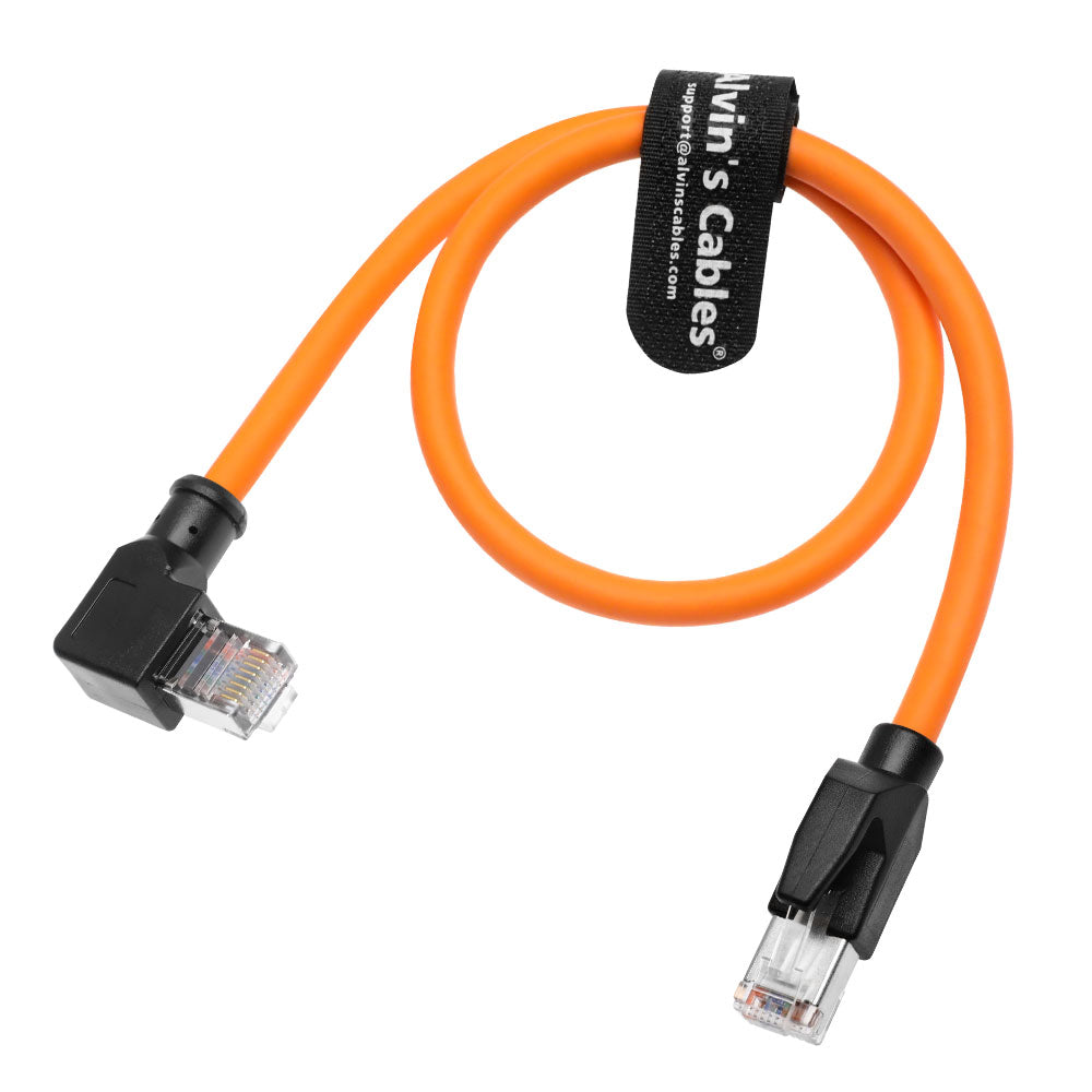 Alvin's Cables RJ45 Ethernet Cable, Right-Angle Cat6a Shielded Industrial Profinet Ethernet Cable High-Flex Drag-Chain High-Speed Gold-Plated Connectors for PLC, Robotics 2ft/60cm Orange