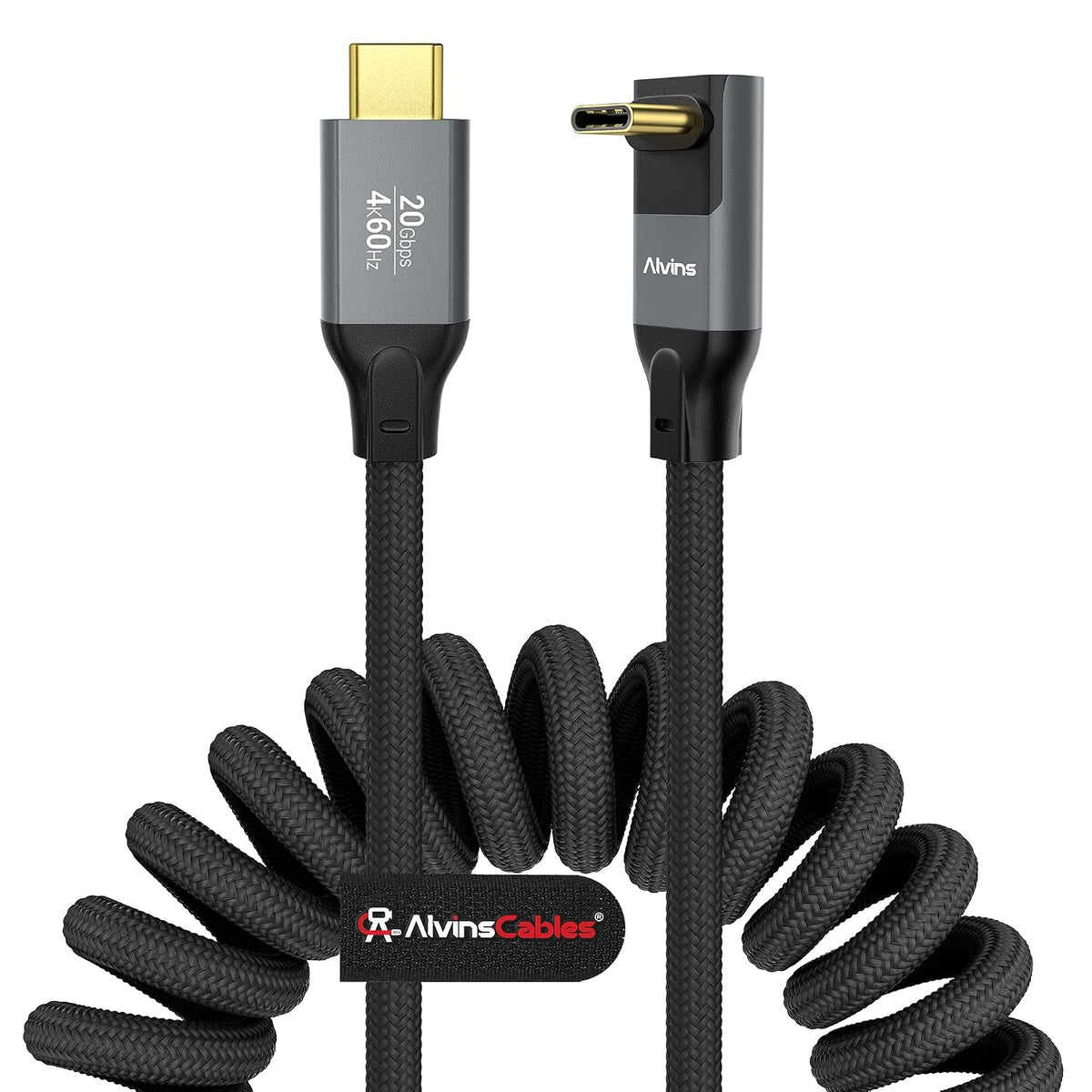 Alvin's Cables Coiled USB-C Cable, 20Gbps Data Transfer, 240W, 4K@60Hz