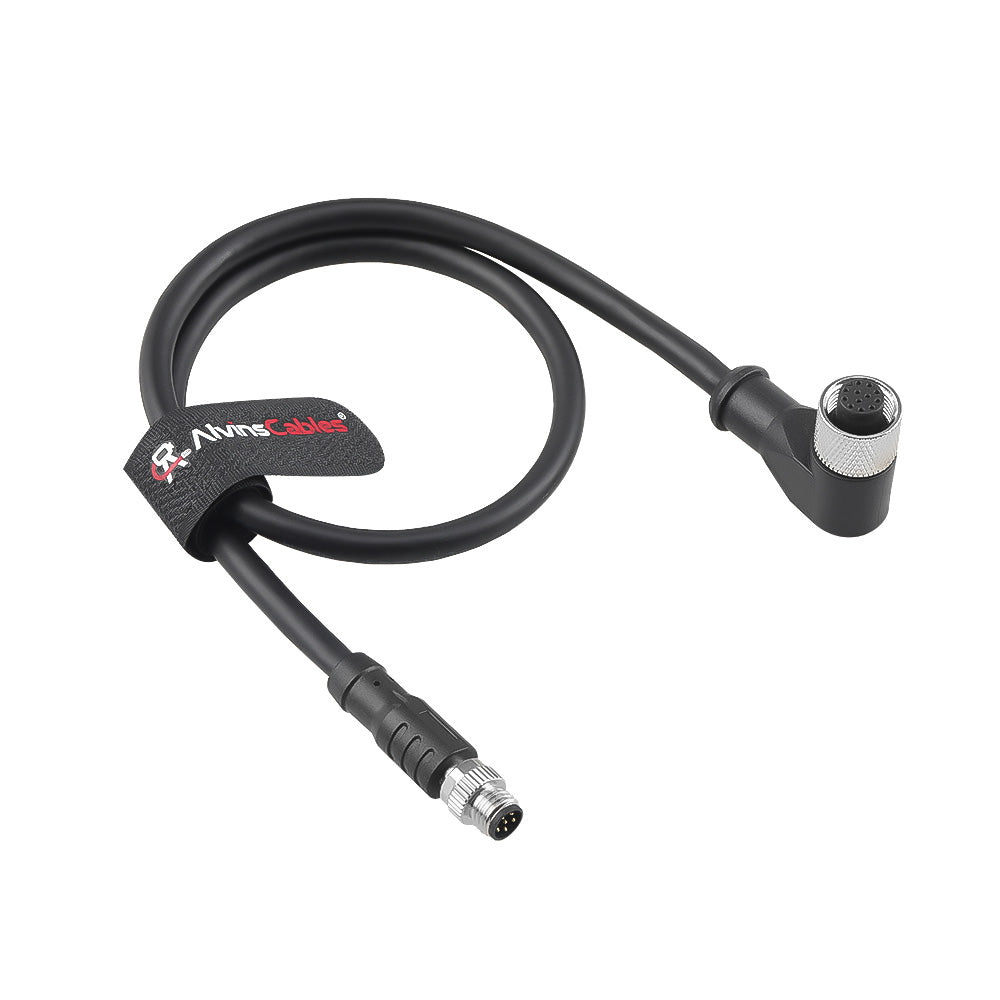 Alvin's Cables Livox Mid-360 LiDAR to Unitree Go2 Robot Dog Cable, Right-Angle M12 A-Code 12-Pin Female to M8 6-Pin Male, LiDAR Power &amp; Data Cord for Robotics, 3D Sensing Applications