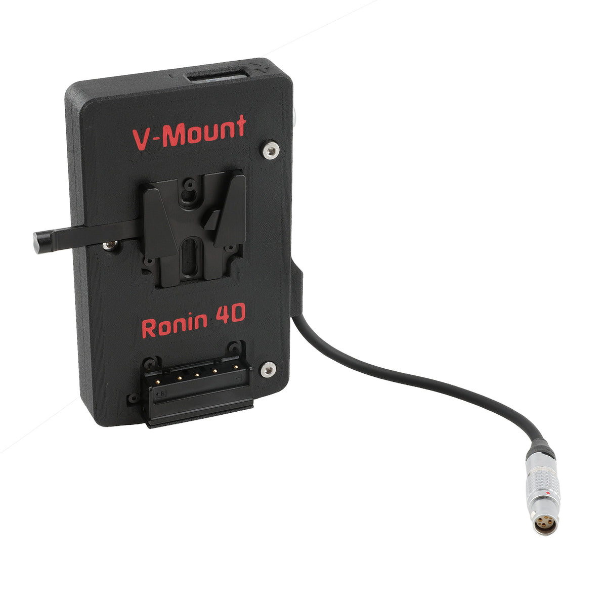 Alvin's Cables V Mount Battery Plate for DJI Ronin 4D, V-Mount Power Plate with D-Tap &amp; 0B 2-Pin Outputs, Straight / Rotatable Right Angle 1B 6-Pin Power Cable, Red / Black