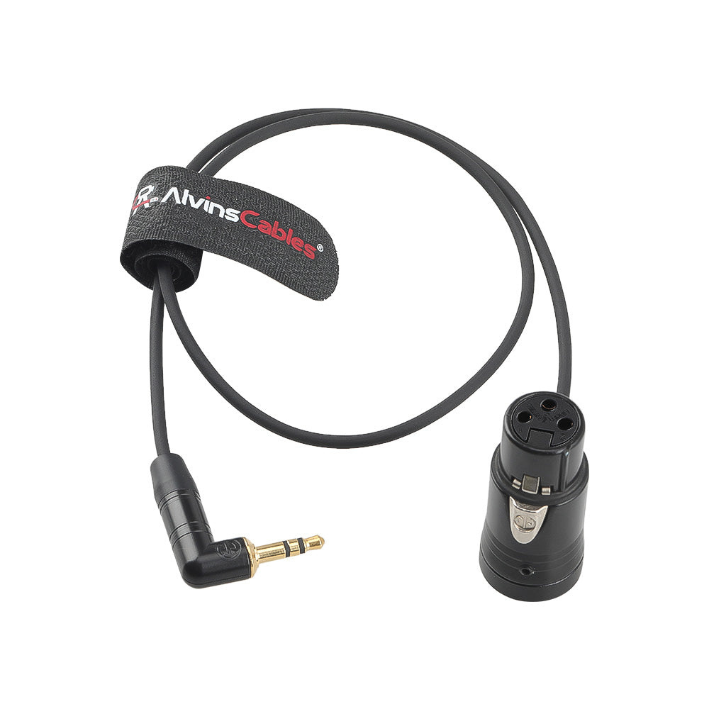Alvin's Cables Low Profile XLR 3 Pin Female to 3.5mm TRS Right Angle Unbalanced Audio Cable for Sony FX3, Sennheiser, Rode Wireless,Powered Speaker 50cm|19.68inch