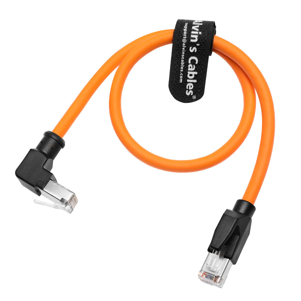 Alvin's Cables RJ45 Ethernet Cable, Down-Angle Cat6a Shielded Industrial Profinet Ethernet Cable High-Flex Drag-Chain High-Speed Gold-Plated Connectors for PLC, Robotics 9.84ft/3m Orange