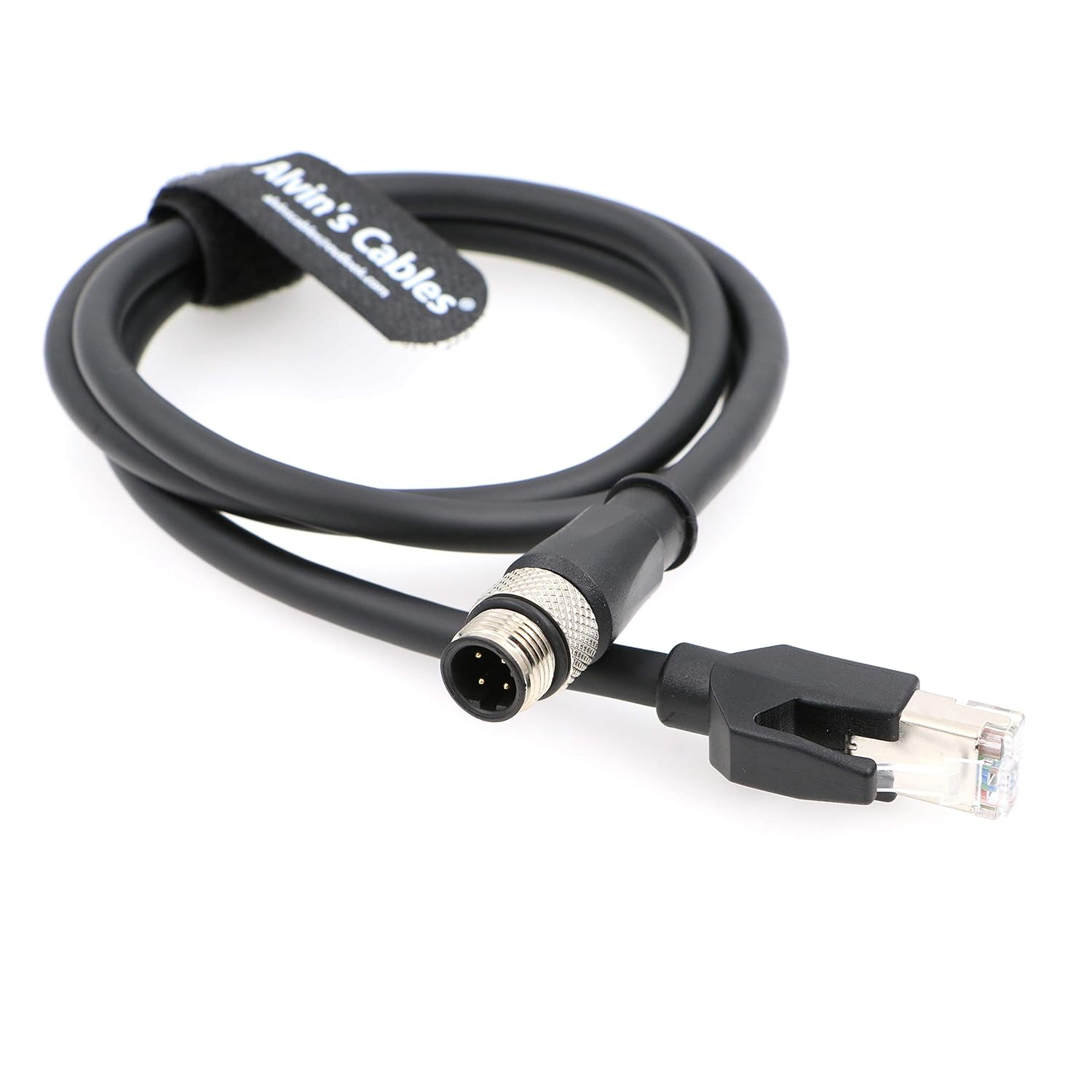 Alvin's Cables M12 D-Code 4 Pin Male to RJ45 Ethernet Cable High-Flex for Industrial Camera Sensor, Automation Application 3.3ft/1m