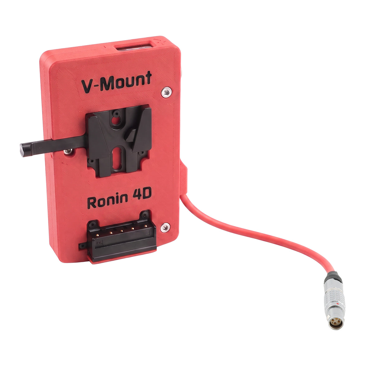 Alvin's Cables V Mount Battery Plate for DJI Ronin 4D, V-Mount Power Plate with D-Tap &amp; 0B 2-Pin Outputs, Straight / Rotatable Right Angle 1B 6-Pin Power Cable, Red / Black