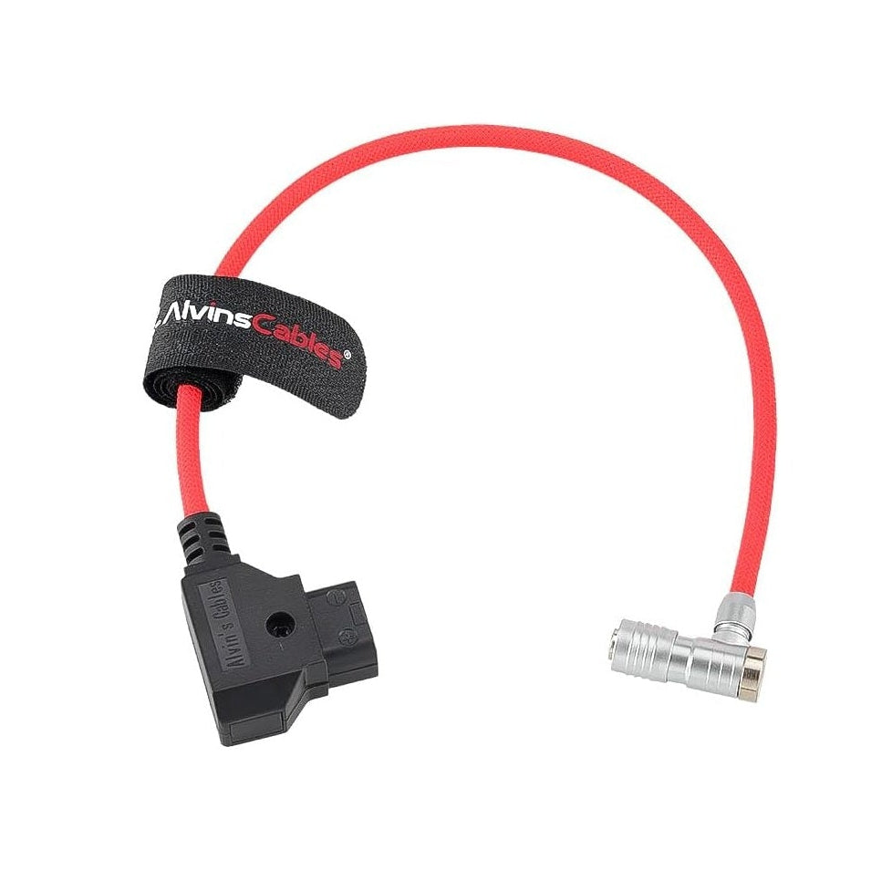 Alvin's Cables D-Tap to BMPCC 6K 4K Power Cable, Right Angle Weipu 2-Pin Female to D-Tap Male, Braided Ultra Flexible Cable for Blackmagic Pocket Cinema Camera 4K/6K/6K Pro, V-Mount, Red