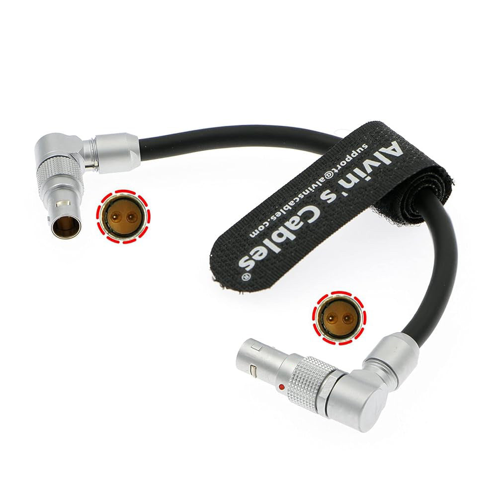 Alvin's Cables ZCAM EzPlay Power Cable Rotatable Right Angle 0B 2 Pin Male to Rotatable Right Angle 0B 2 Pin Male, Ultra-Soft Cable 3.9" (10cm)