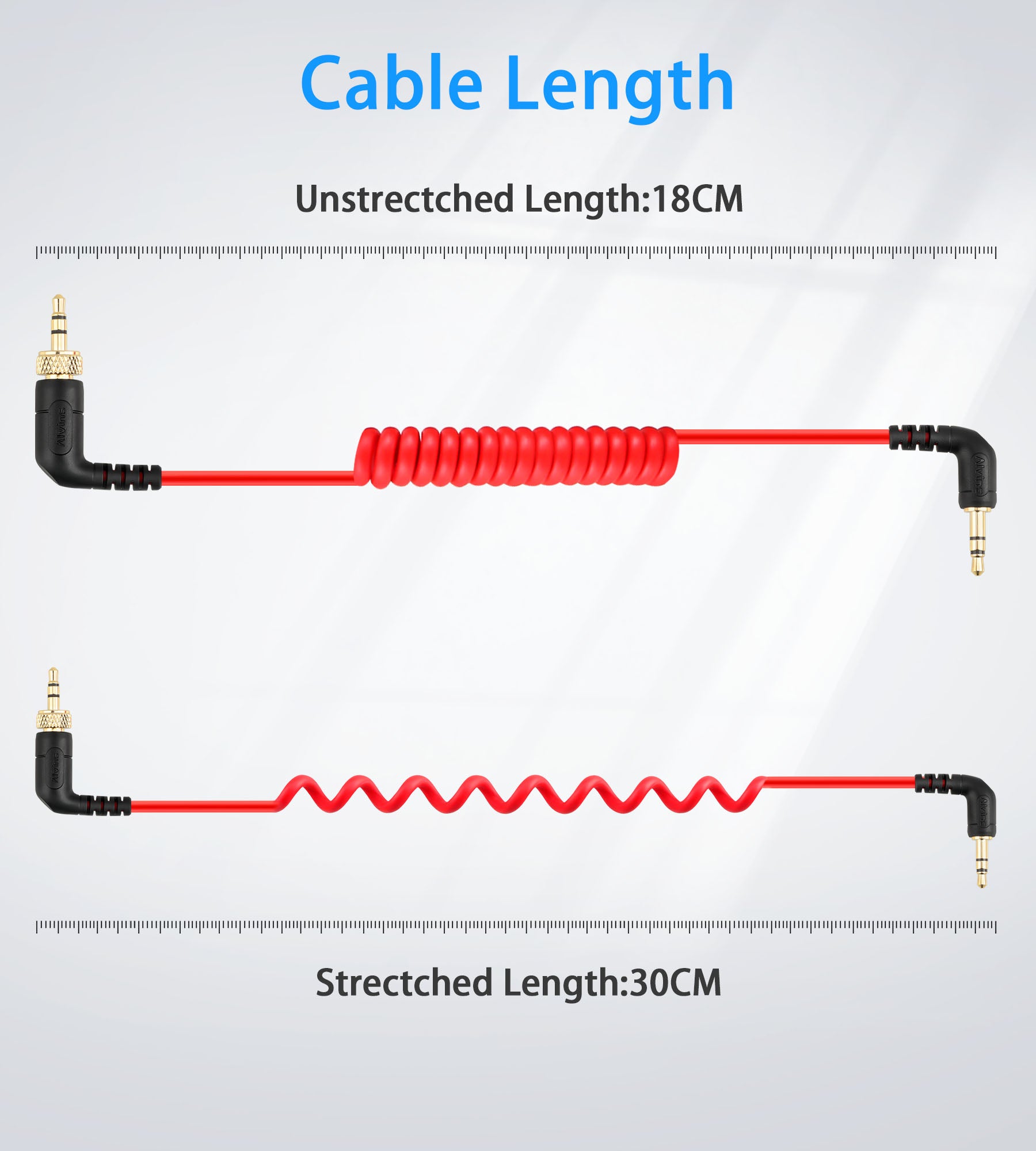 Alvin's Cables Locking 3.5mm TRS to 3.5mm TRS Audio Cable for Sennheiser Deity TC-1 Right Angle TRS Coiled Cable for DSLR| Mirrorless Camera