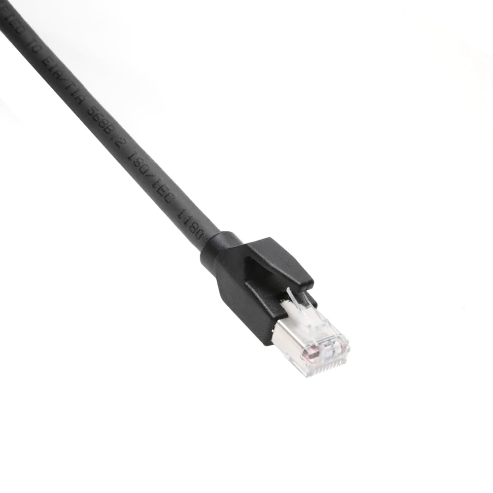 Alvin&#39;s Cables M12 X-Code 8 Pin Male to RJ45 Ethernet Cable for Cognex Keyence Camera, High-Flex Cat6a Cable for Industrial Automation, Fieldbus Module, Robotics, Right Angle